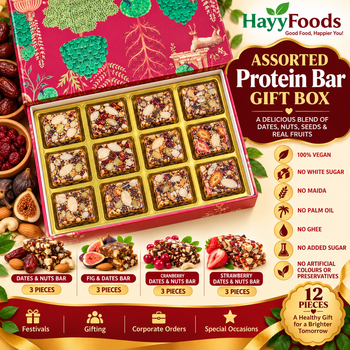 Assorted Protein Bar Gift Box – 12 Pieces