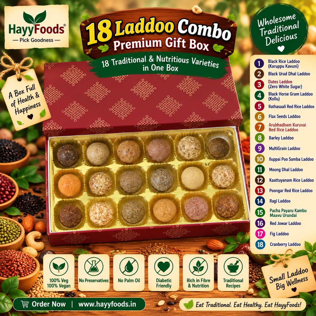 Assorted Laddoo Gift Box – 18 Varieties