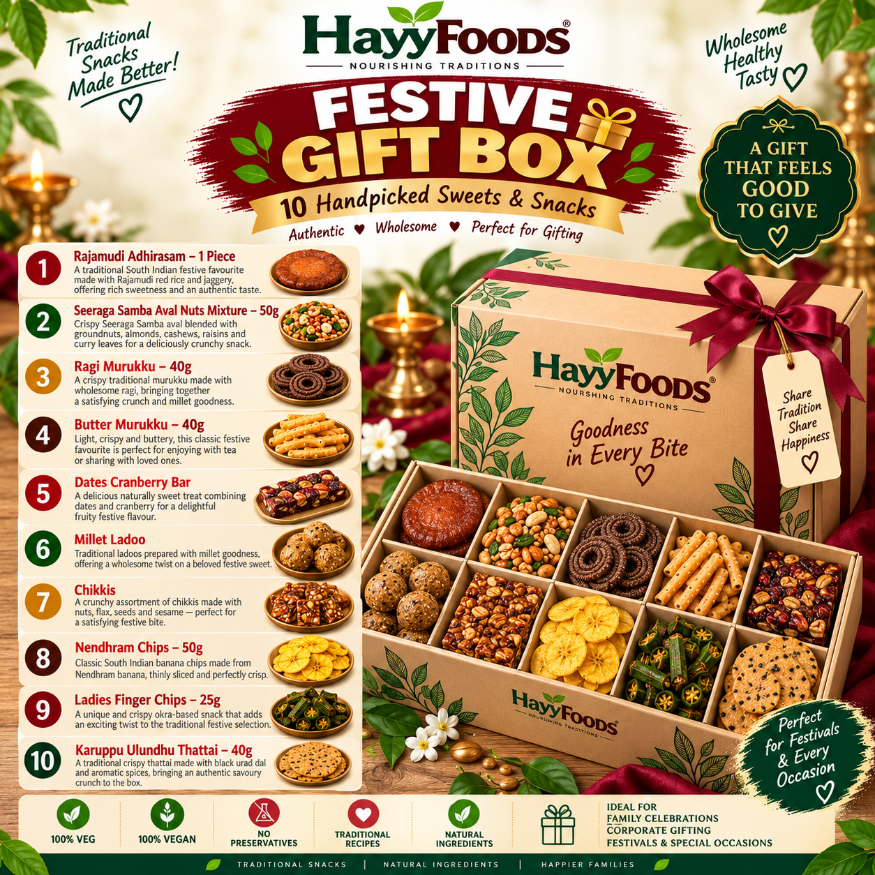 Premium Festive Gift Box – 10 Sweets & Savouries