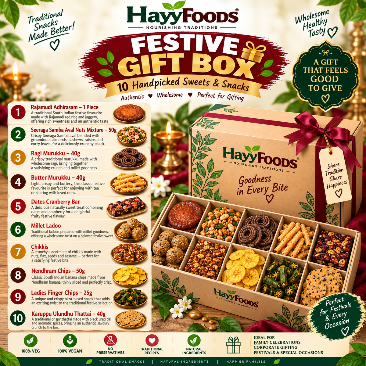 Premium Festive Gift Box – 10 Sweets & Savouries