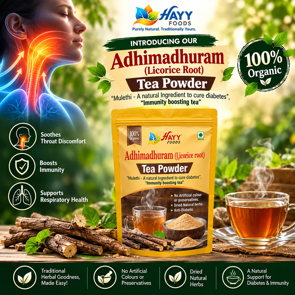 Adhimadhuram (Licorice root) tea Powder 250g