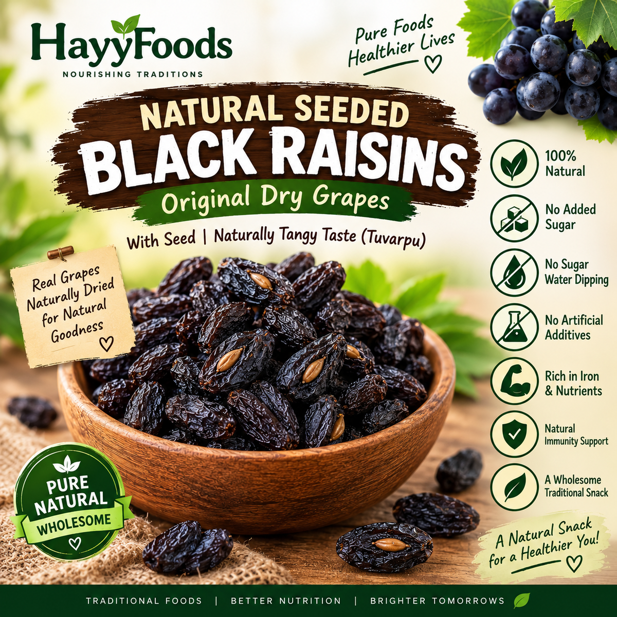 Natural Seeded Black Raisins – Original Dry Grapes