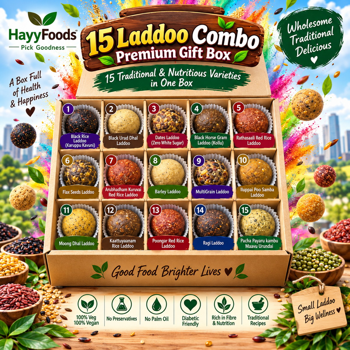 Assorted Laddoo Gift Box – 15 Varieties