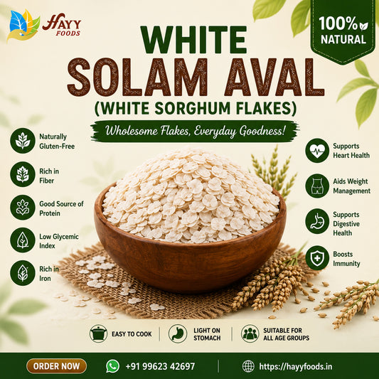 White Cholam Aval (White Sorghum Flakes) - White Jowar Poha