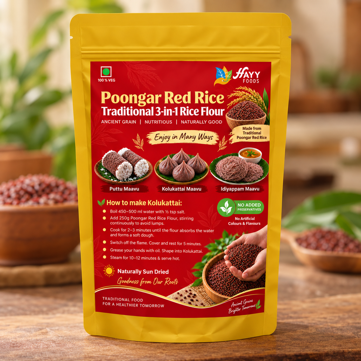 Poongar Red Rice 3 in 1 Instant Rice flour