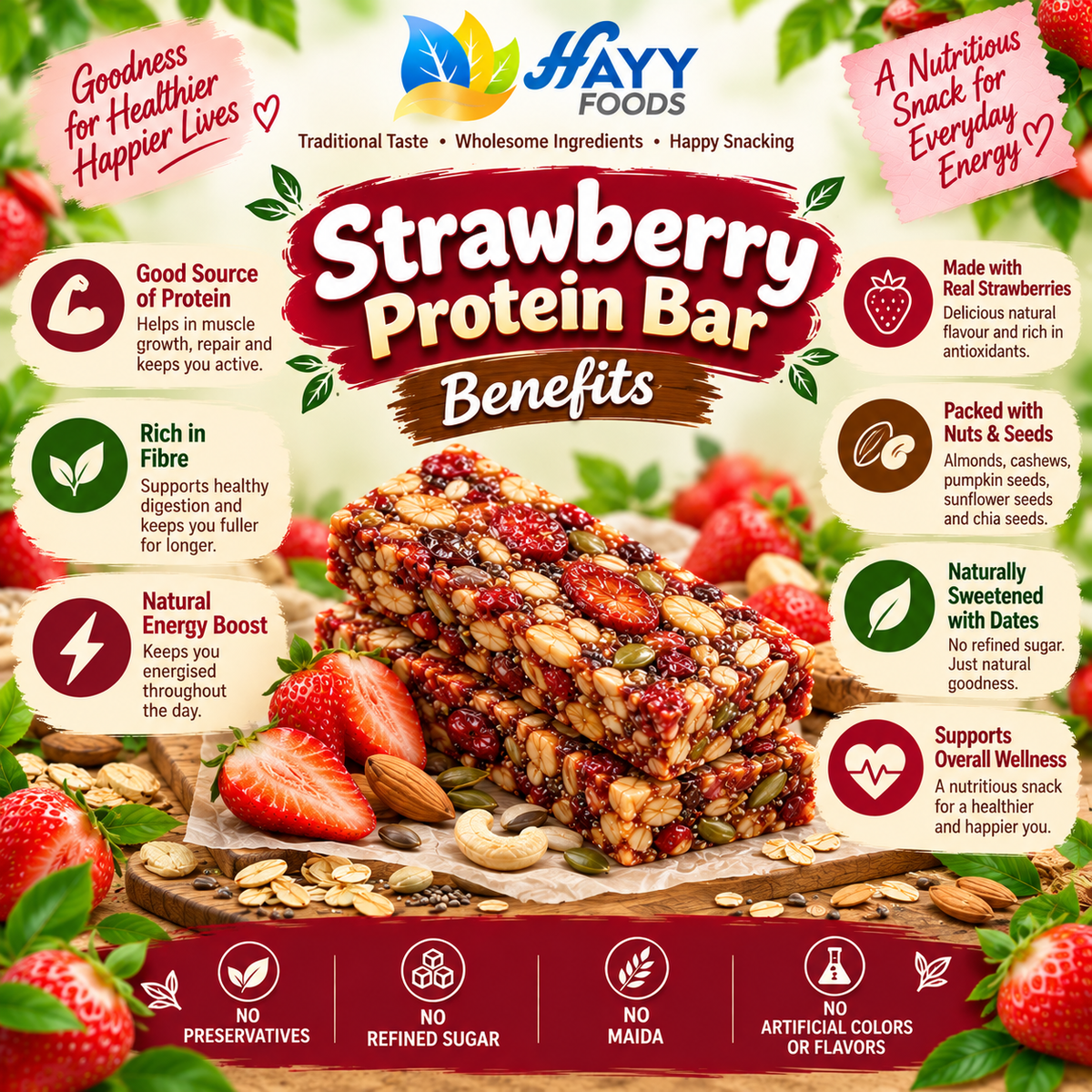 Strawberry Dates & Nuts Protein Bars