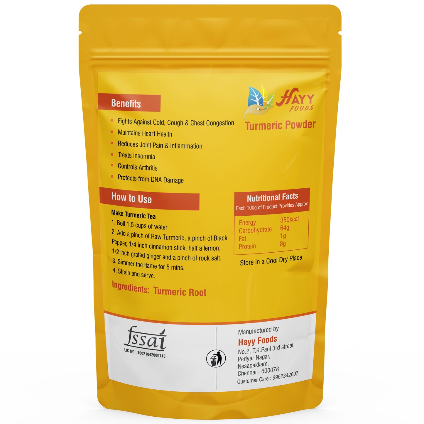 Organic Raw Turmeric Powder 250g