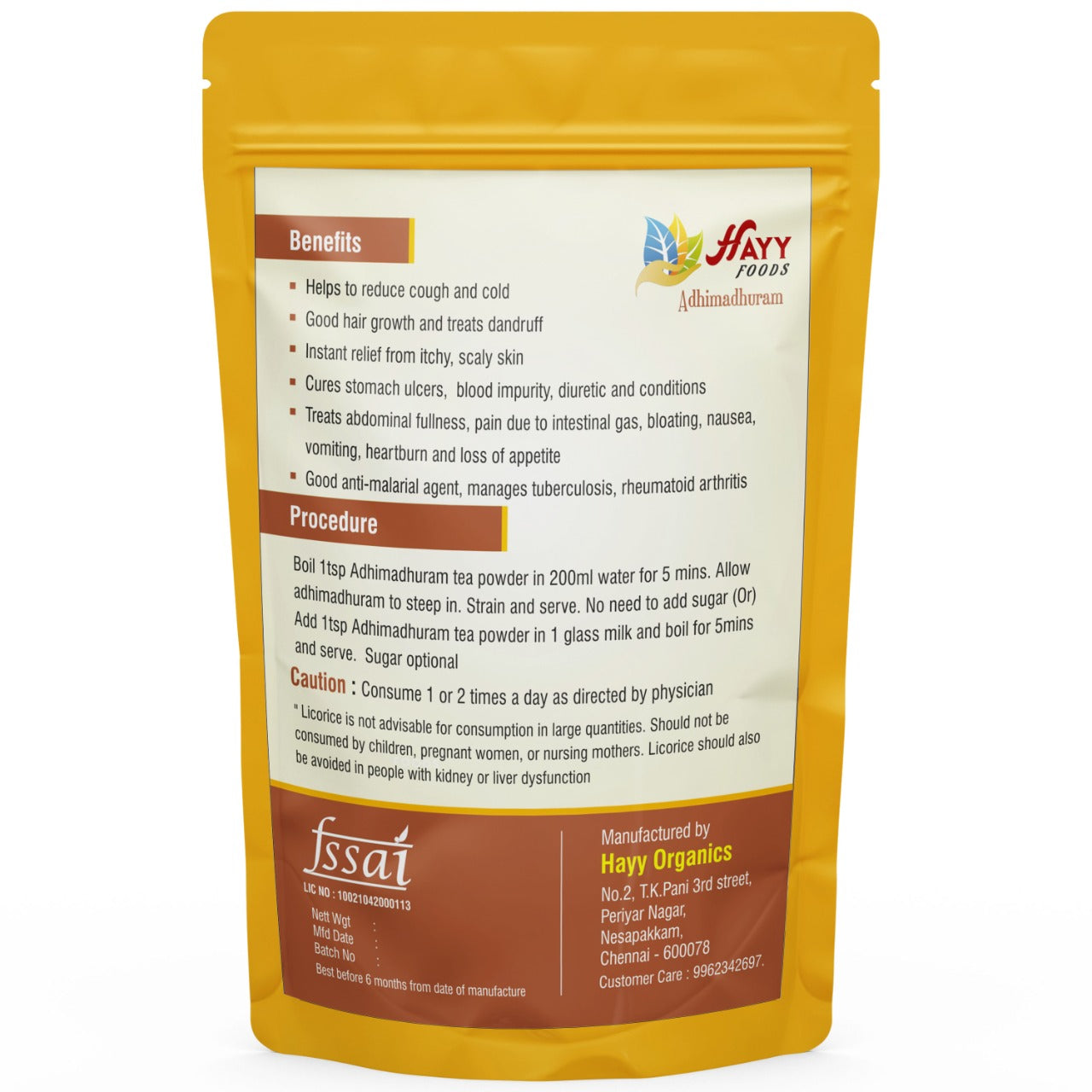 Adhimadhuram (Licorice root) tea Powder 250g