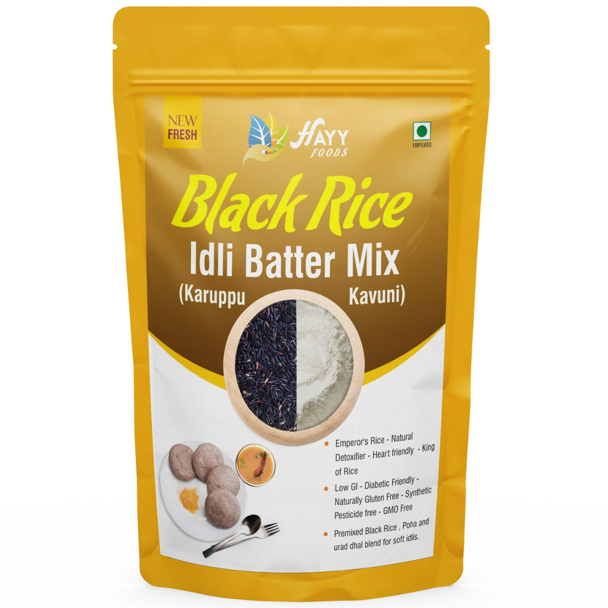 Black Rice Idli Batter – Traditional Kavuni Arisi Idli Mix for Soft, Fluffy Idlis