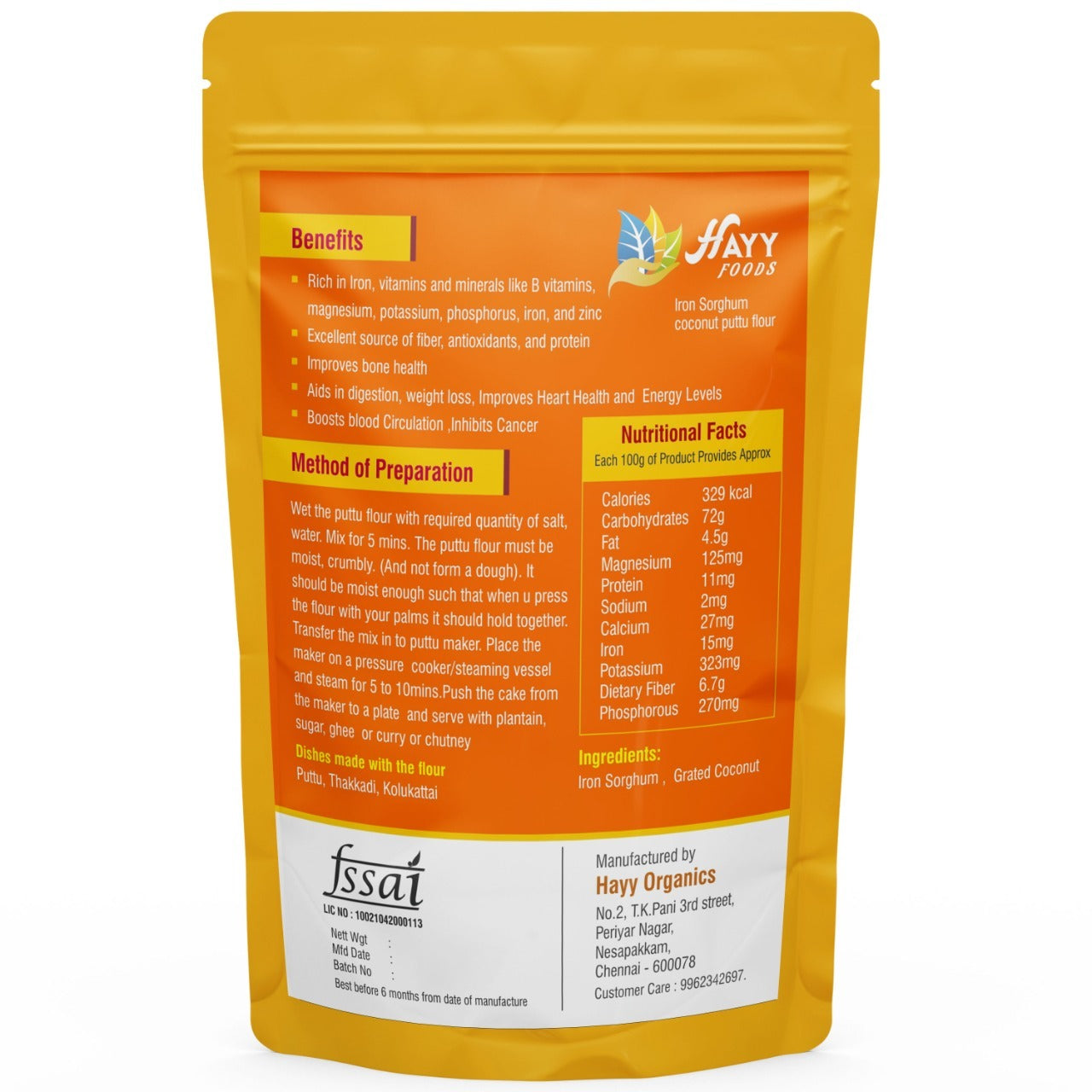 Iron Sorghum Coconut Puttu Flour 500g