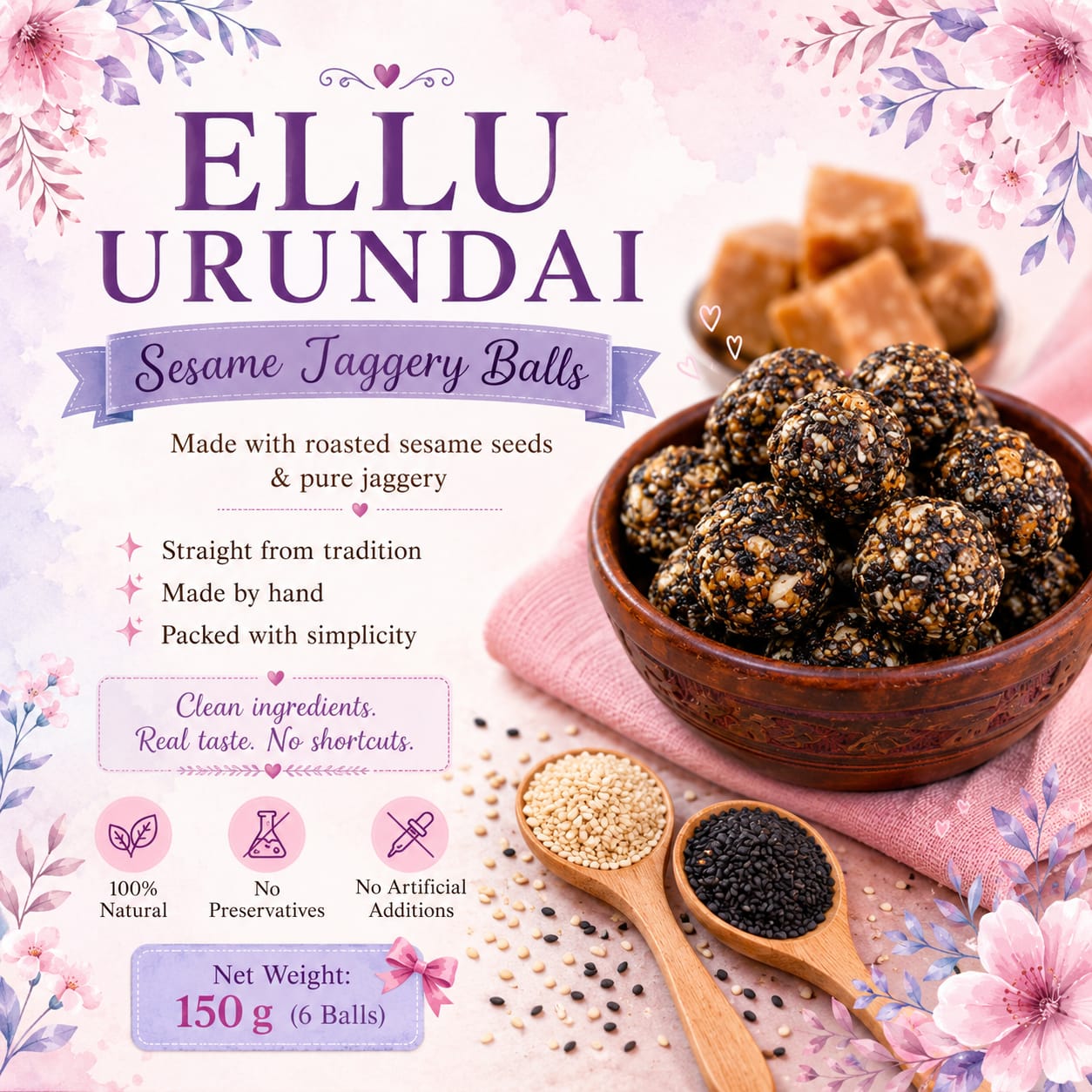 Sesame Ellu Idi Urundai 150g 6 Balls