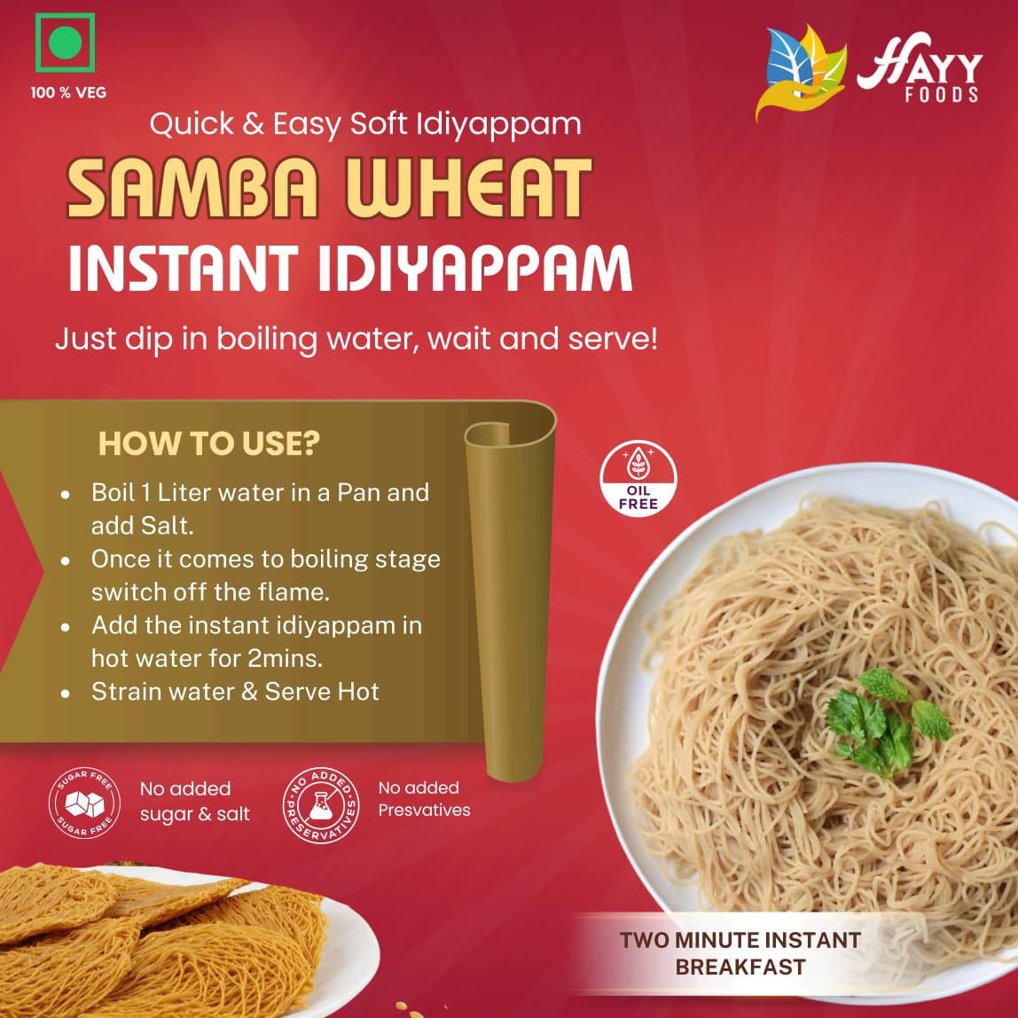 Samba Wheat Instant Idiyappam