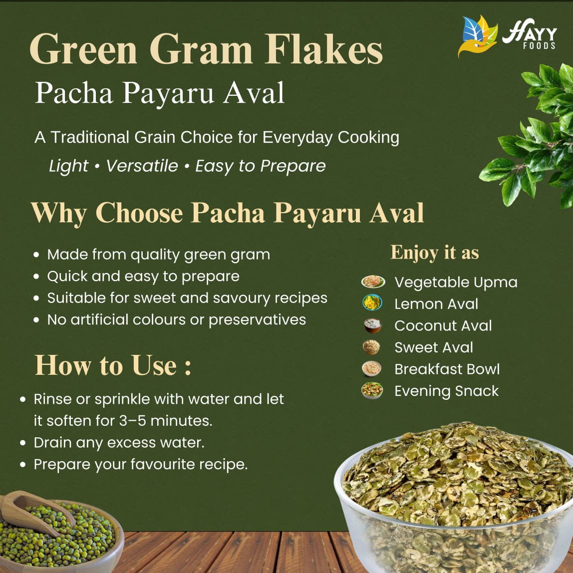 Pacha Payaru Aval Poha - Green Gram Flakes
