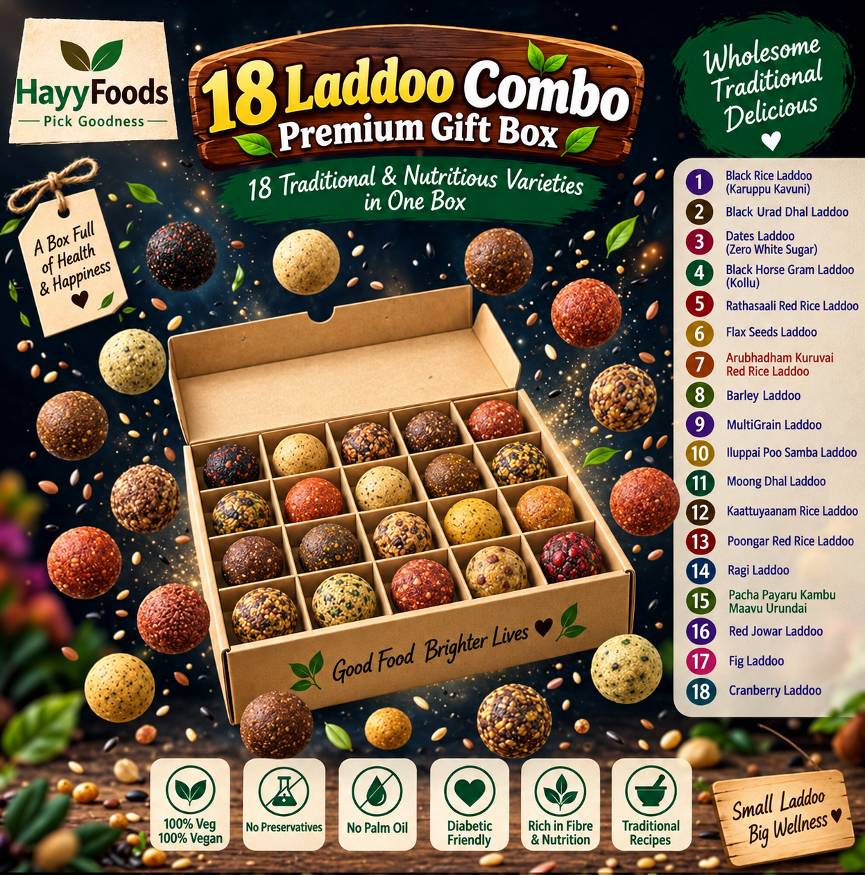 Assorted Laddoo Gift Box – 18 Varieties