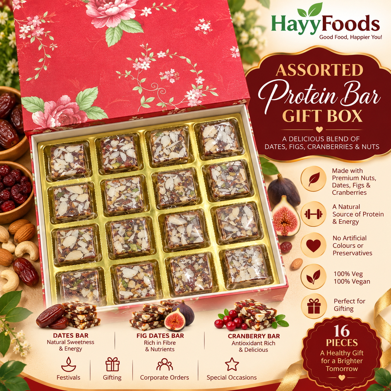 Assorted Protein Bar Gift Box – 16 Pieces