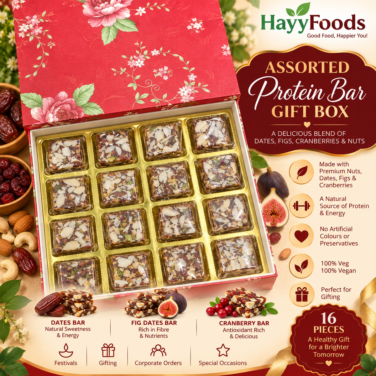 Assorted Protein Bar Gift Box – 16 Pieces