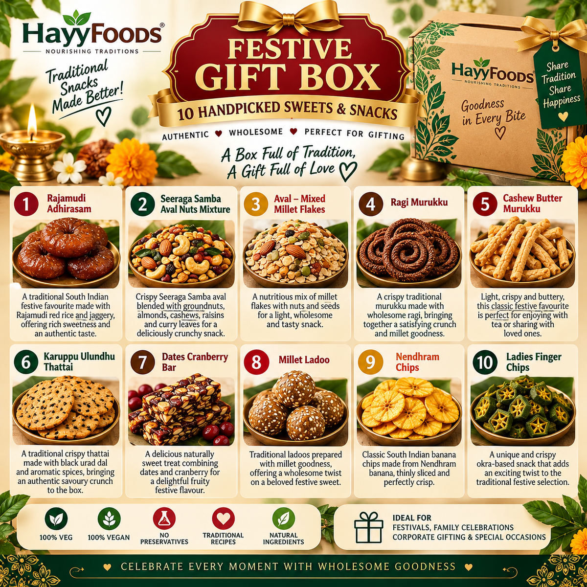 Premium Festive Gift Box – 10 Sweets & Savouries
