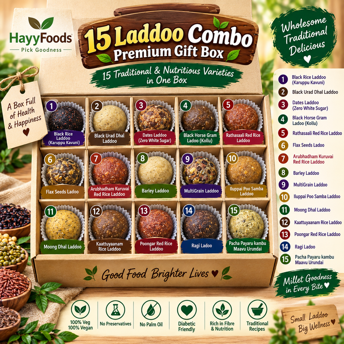Assorted Laddoo Gift Box – 15 Varieties