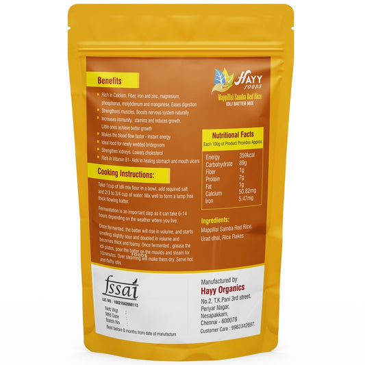 Maapillai Samba Red Rice Idli Batter – Traditional “Bridegroom’s Rice” Idli Mix for Soft, Fluffy Idlis