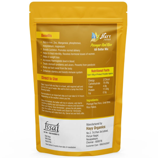 Poongar Red Rice Idli Batter – Traditional “Women’s Rice” Idli Mix for Soft, Fluffy Idlis