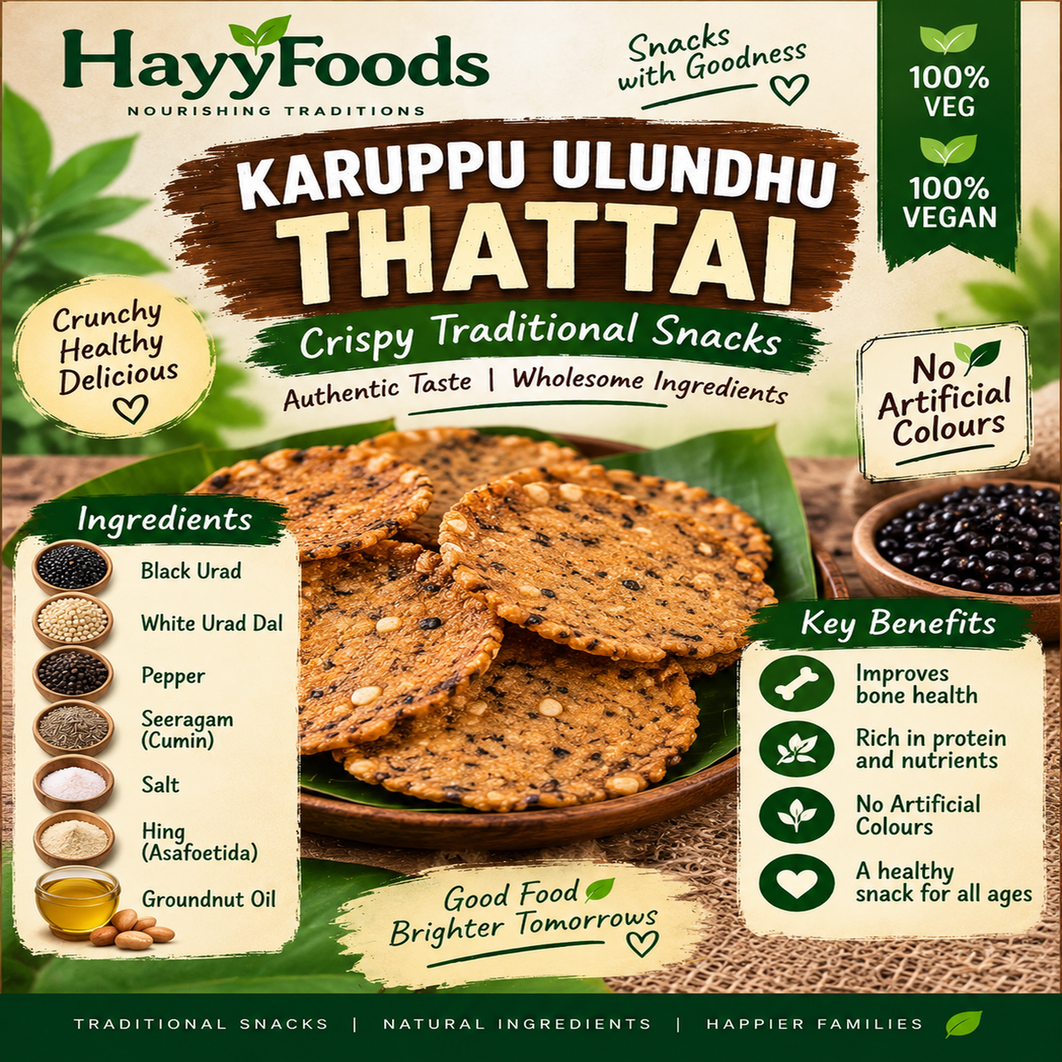 Karuppu Ulundhu Thattai Murukku - Crispy Blackgram Snack
