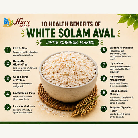 White Cholam Aval (White Sorghum Flakes) - White Jowar Poha