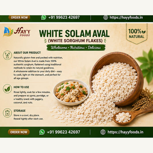 White Cholam Aval (White Sorghum Flakes) - White Jowar Poha